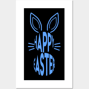 Easter bunny with Happy Easter lettering Posters and Art